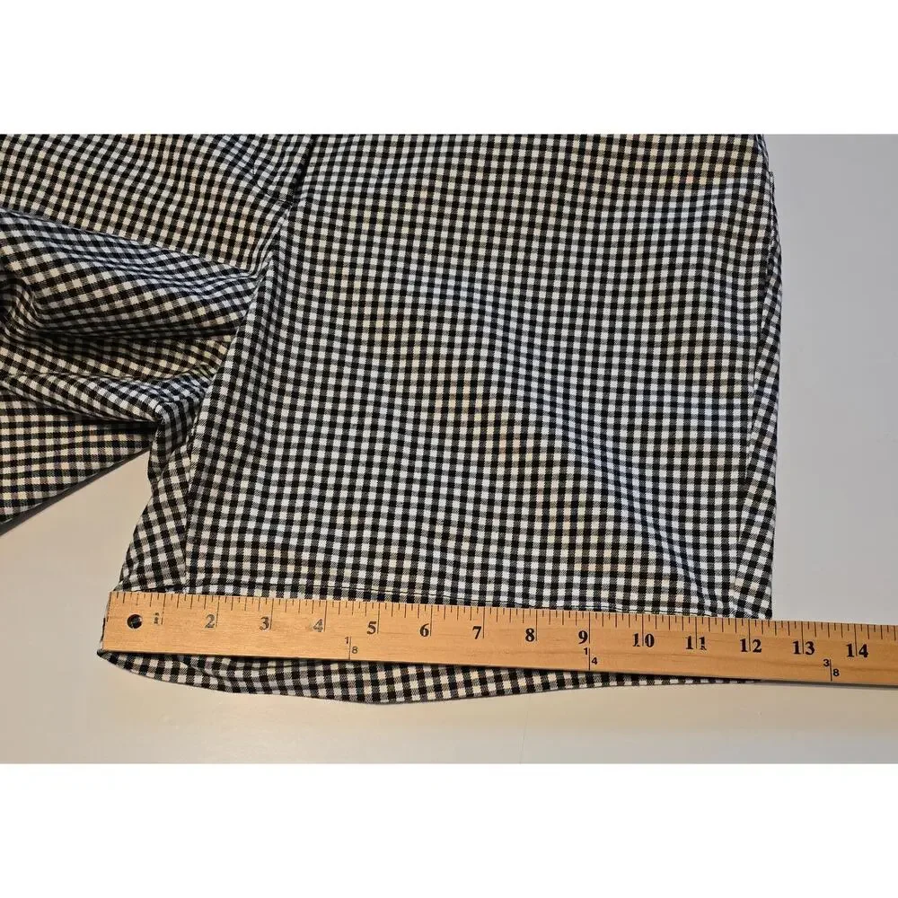 Lands End Shorts Womens 14 Black White Gingham High Rise Stretch Cottagecore